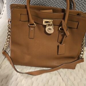 Michael Kors Tan Leather Tote with Gold Accents